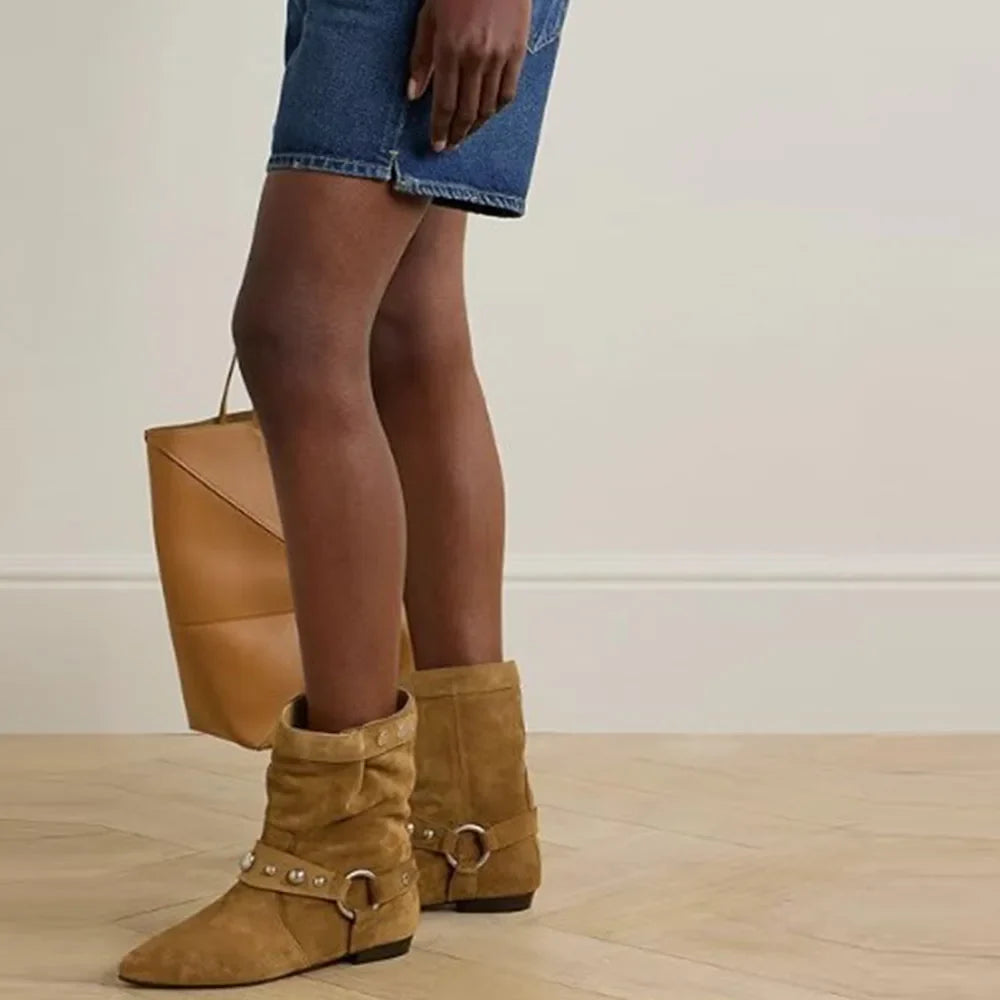 Rutschfeste Cowboystiefel mit niedrigem Absatz für Frauen - Juliva