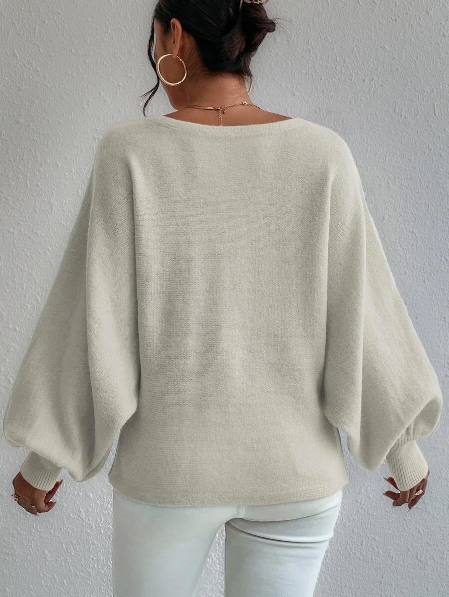 Yvella pullover | Hvid oversized pullover med pufærmer | Elegance og komfort