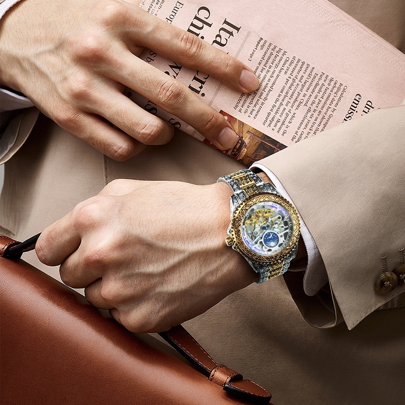 Devako Automatik Tourbillon Uhr - 30m wasserdicht, Automatikwerk, verstellbare Größe