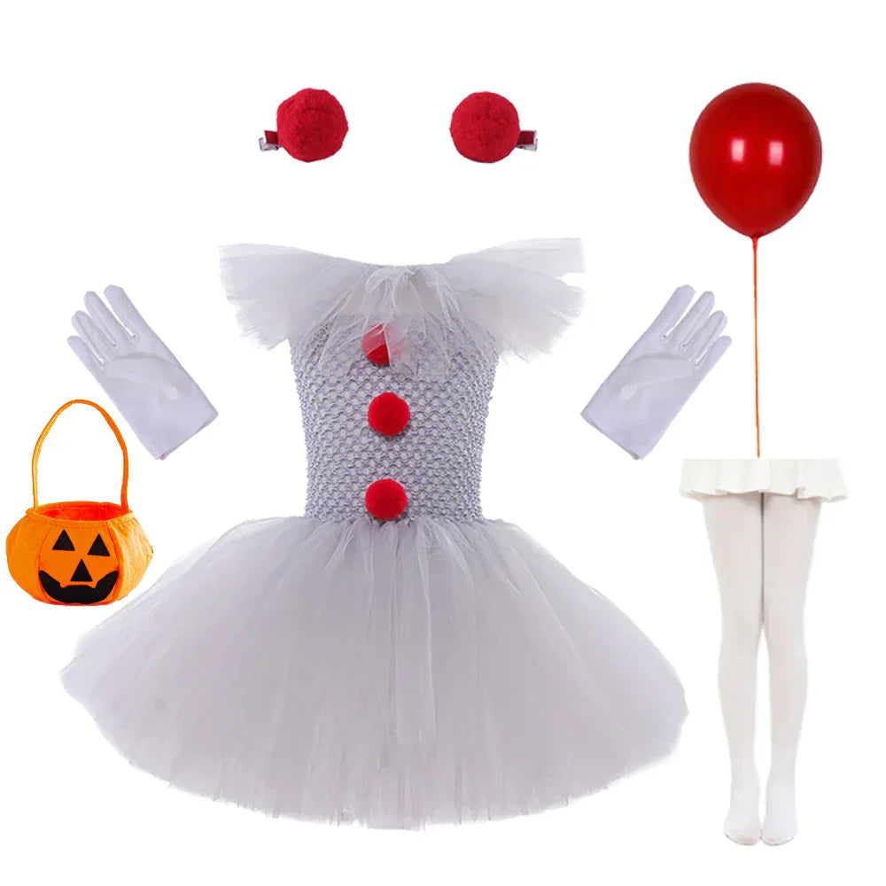 MoonCarnival – Mädchen Clown Tutu Kleid – Halloween Kostüm