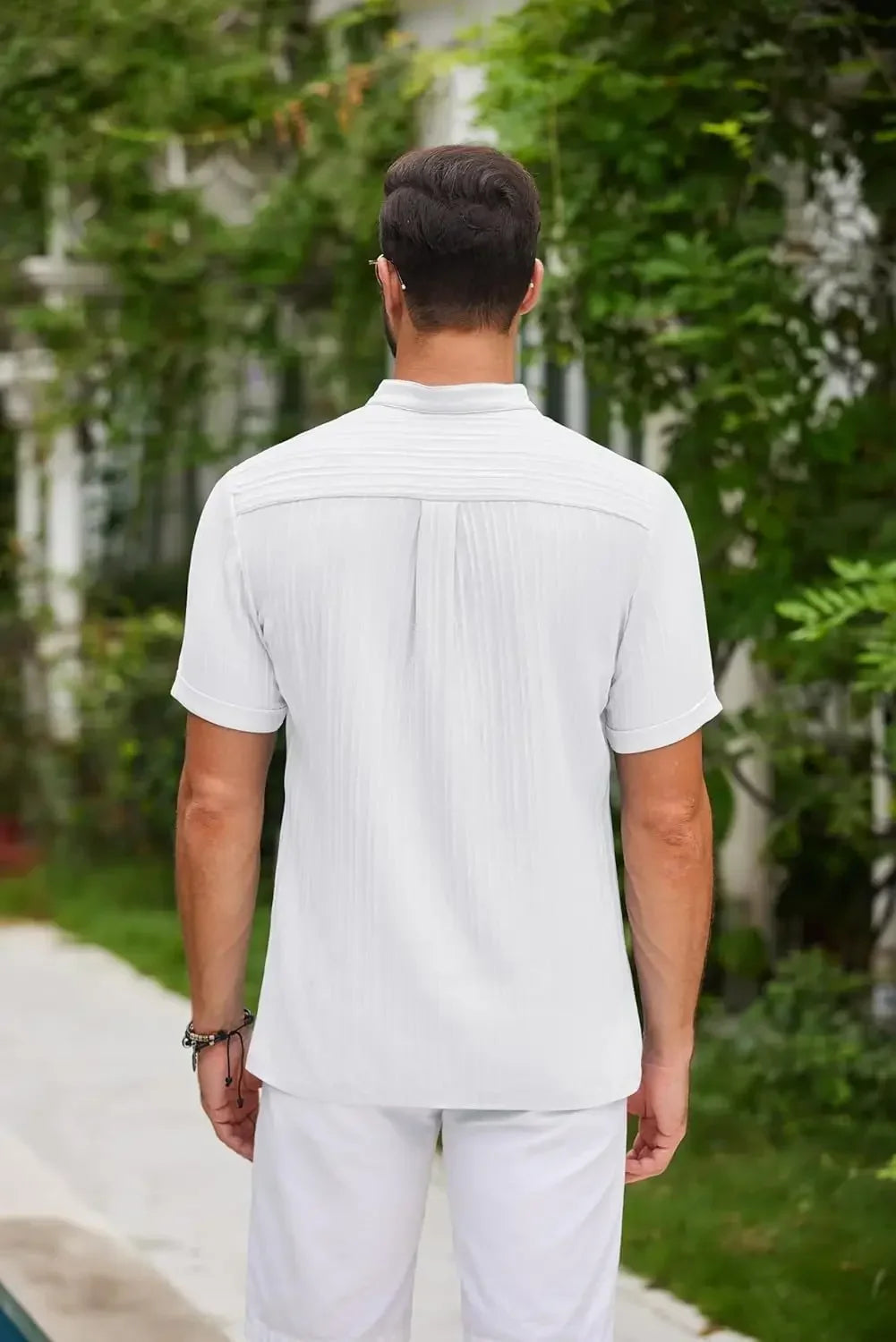 Krølletfri T-shirt i bomuld og hør til herrer - Garino