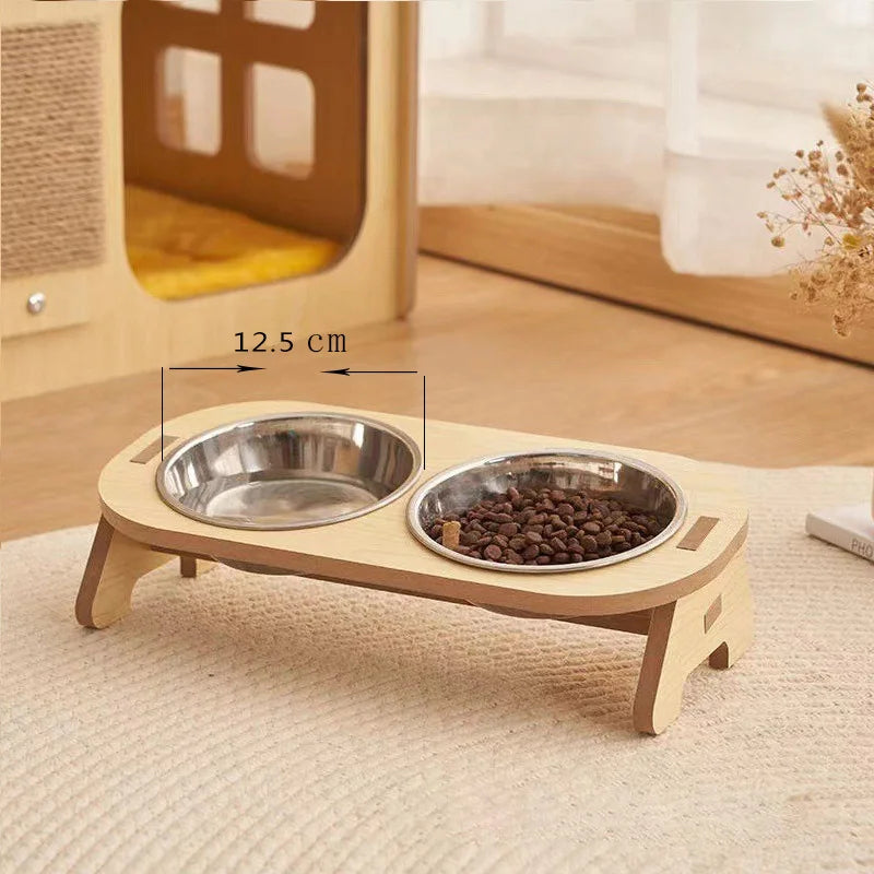 DuoFeast NatureLine – Stilvoller Doppel-Futternapf aus Holz mit Charme