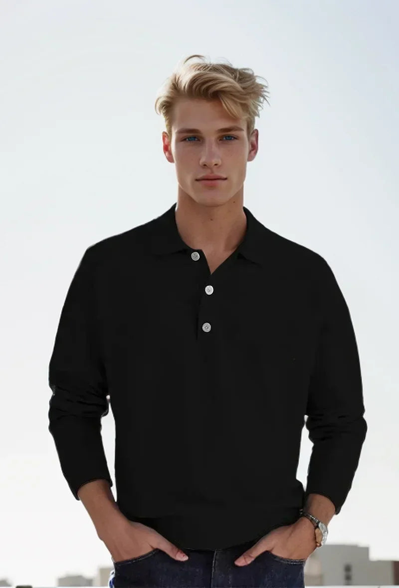 Devako Jelo - Polo a manica lunga slim fit da uomo, elegante e comodo