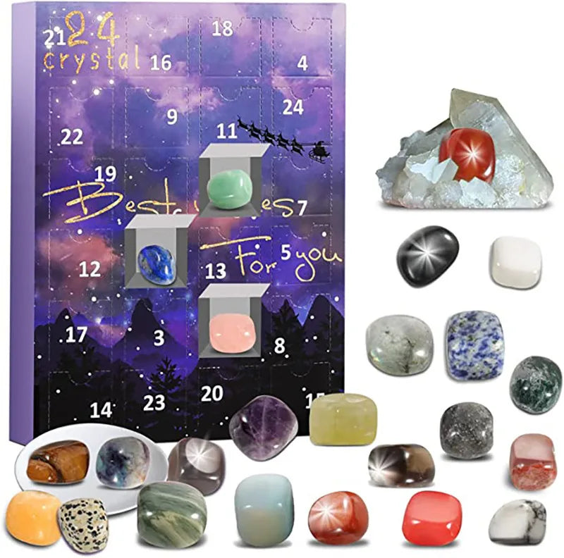 Ava – Kristall Adventskalender mit 24 Edelsteinen – Geschenk für Kinder & Sammler