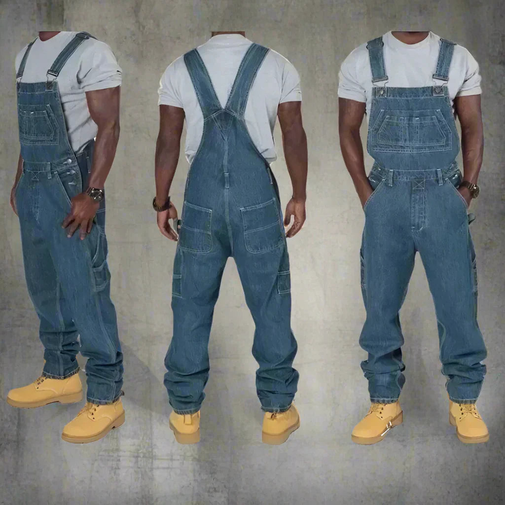 Kelim – Herren-Latzhose Denim mit Spleißdetails – Streetwear & Alltag