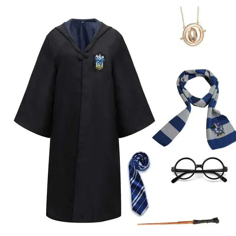 WizardWay – Verkleidungsset Kinder mit Umhang, Brille, Schal und Zauberstab