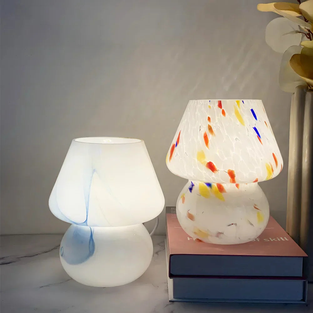 LumiMush Ästhetische Glaspilzlampe mit warmer Stimmungsbeleuchtung
