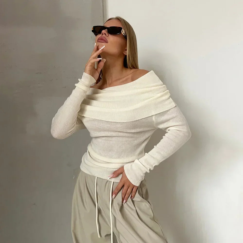 Gestrickter schulterfreier Pullover - Yancy