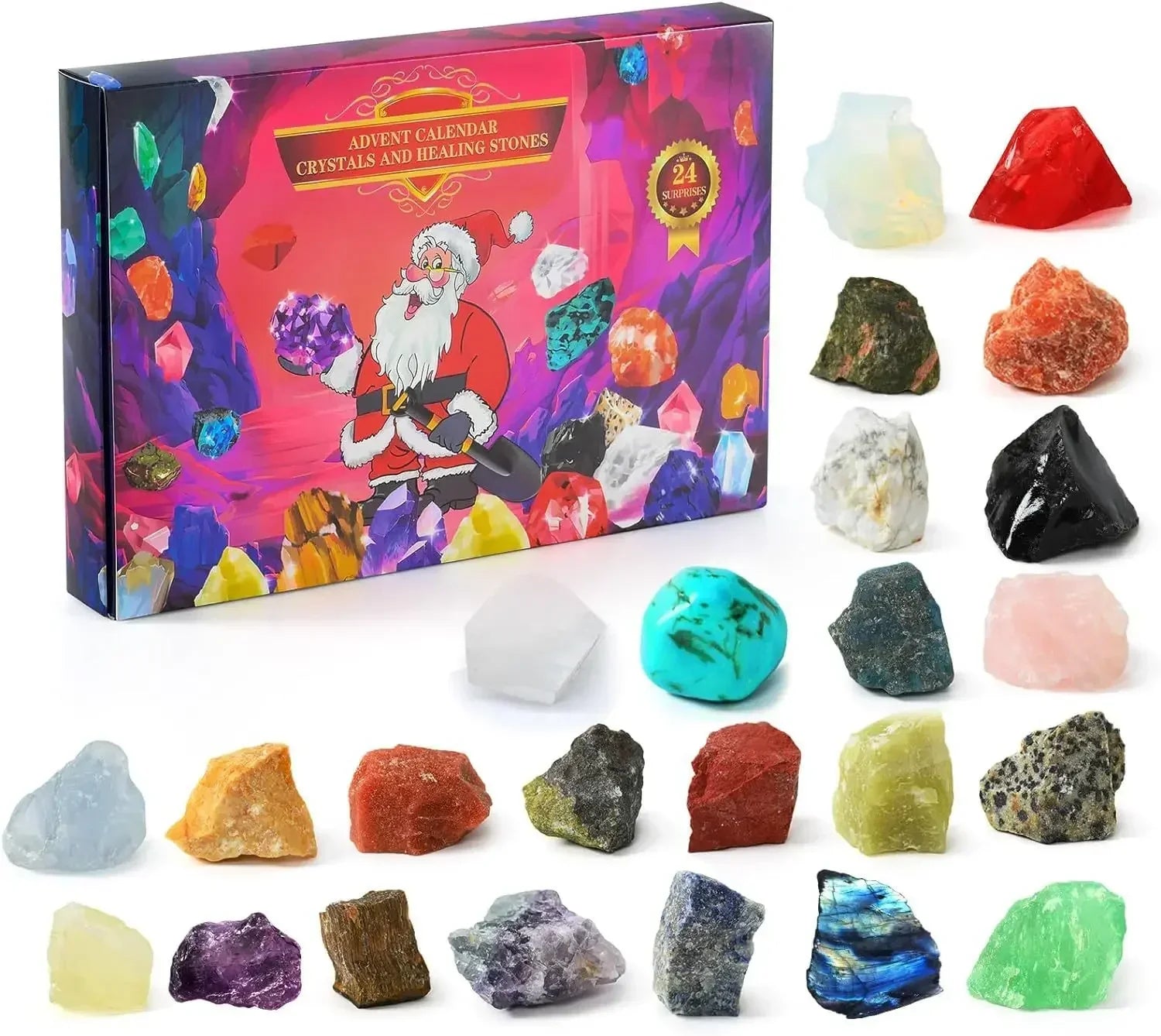 Ava – Kristall Adventskalender mit 24 Edelsteinen – Geschenk für Kinder & Sammler