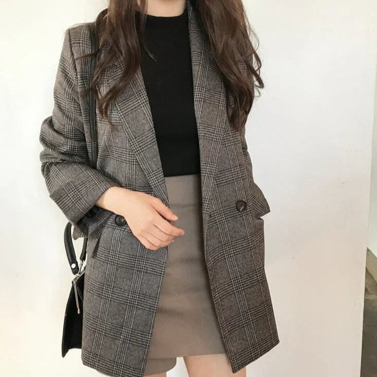 Hochwertiger Karoblazer für Damen - Halisa