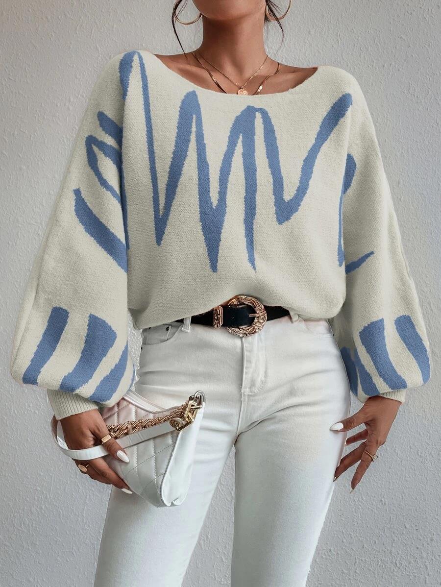 Yvella pullover | Hvid oversized pullover med pufærmer | Elegance og komfort