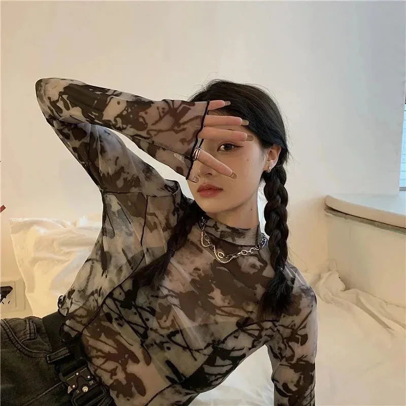 Rilla - Damen Langarm Tie Dye T-shirt