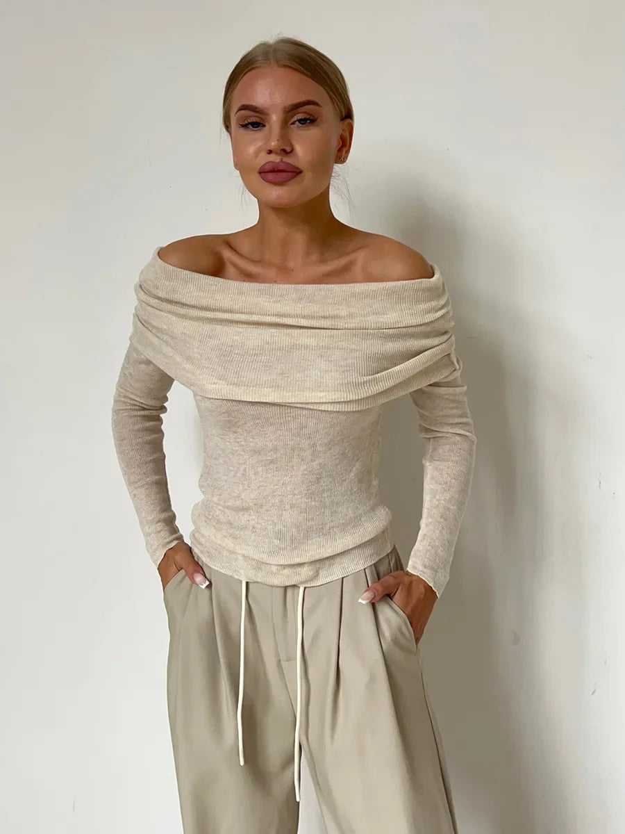 Gestrickter schulterfreier Pullover - Yancy