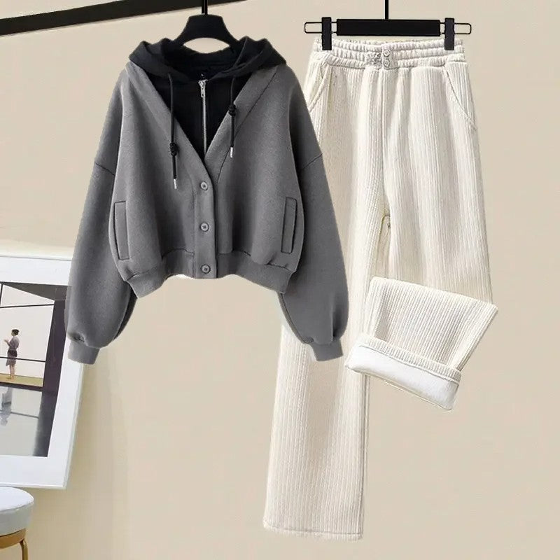 Tuta da allenamento Josie | Cardigan alla moda con cappuccio e gambe larghe per donne