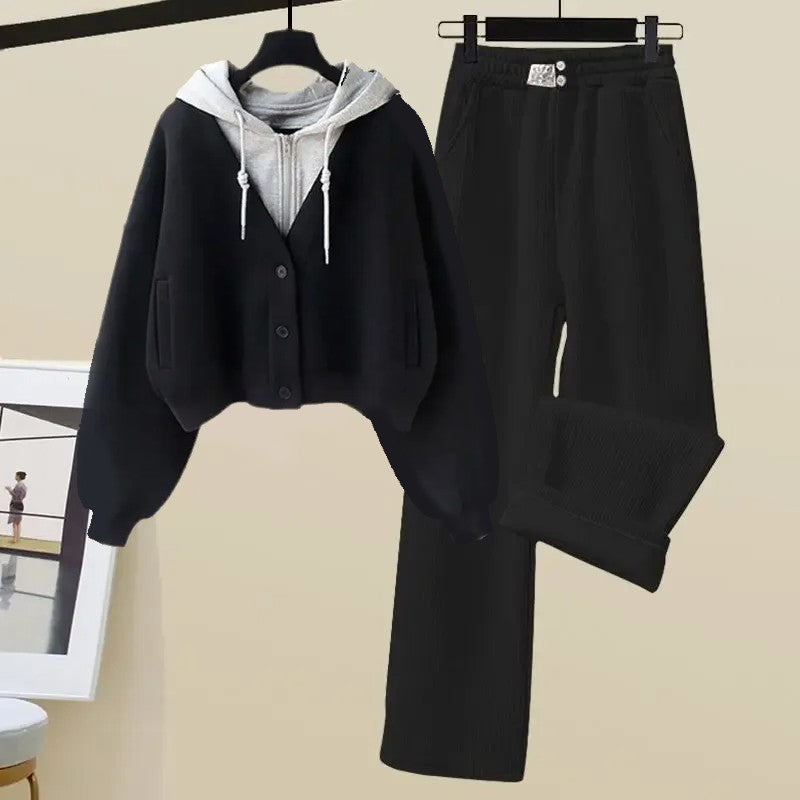 Tuta da allenamento Josie | Cardigan alla moda con cappuccio e gambe larghe per donne