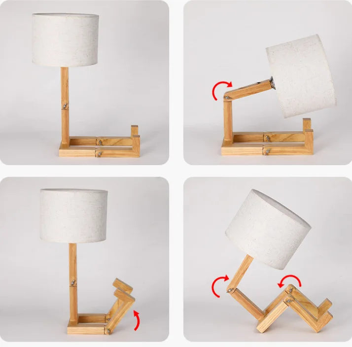 Roboter Wooden Tischleuchte – Verspielte Design-Tischleuchte mit Charme