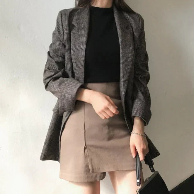 Hochwertiger Karoblazer für Damen - Halisa