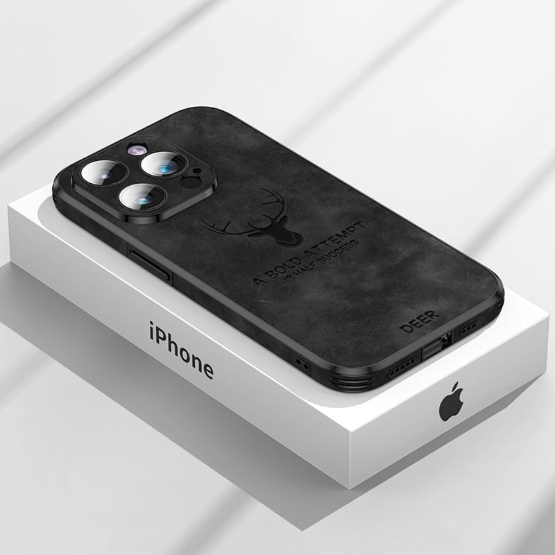 Deer – iPhone-Hülle Leder stoßfest & elegant – ideal für Alltag & Büro