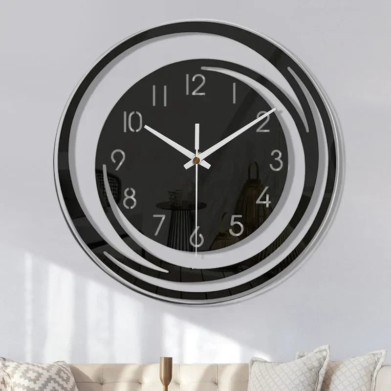 ScandiTime – Schwarze Acryl-Wanduhr Leise – Modernes Skandinavisches Design