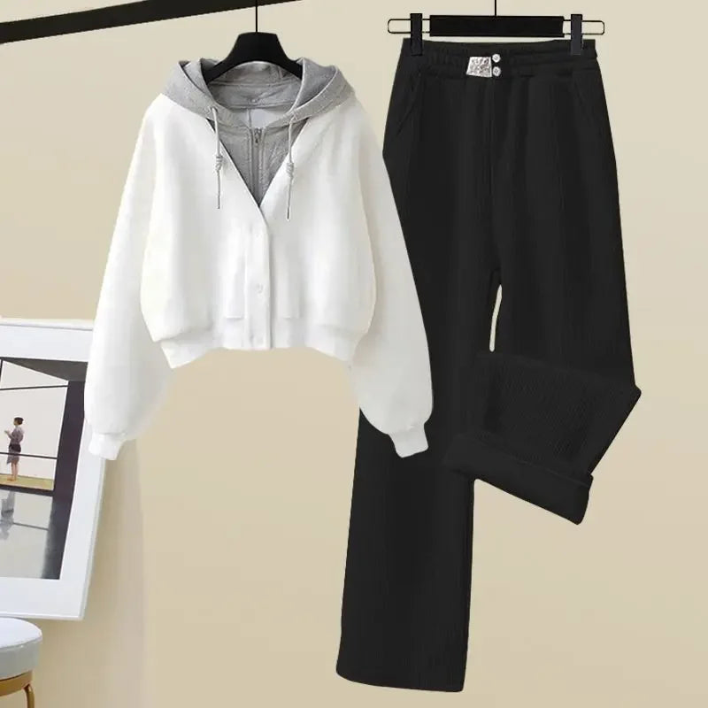 Tuta da allenamento Josie | Cardigan alla moda con cappuccio e gambe larghe per donne