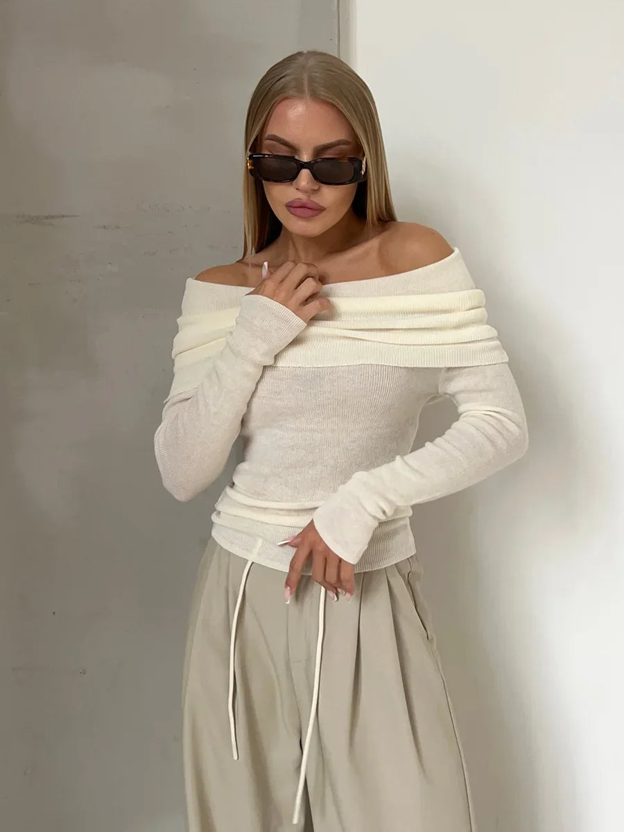 Gestrickter schulterfreier Pullover - Yancy