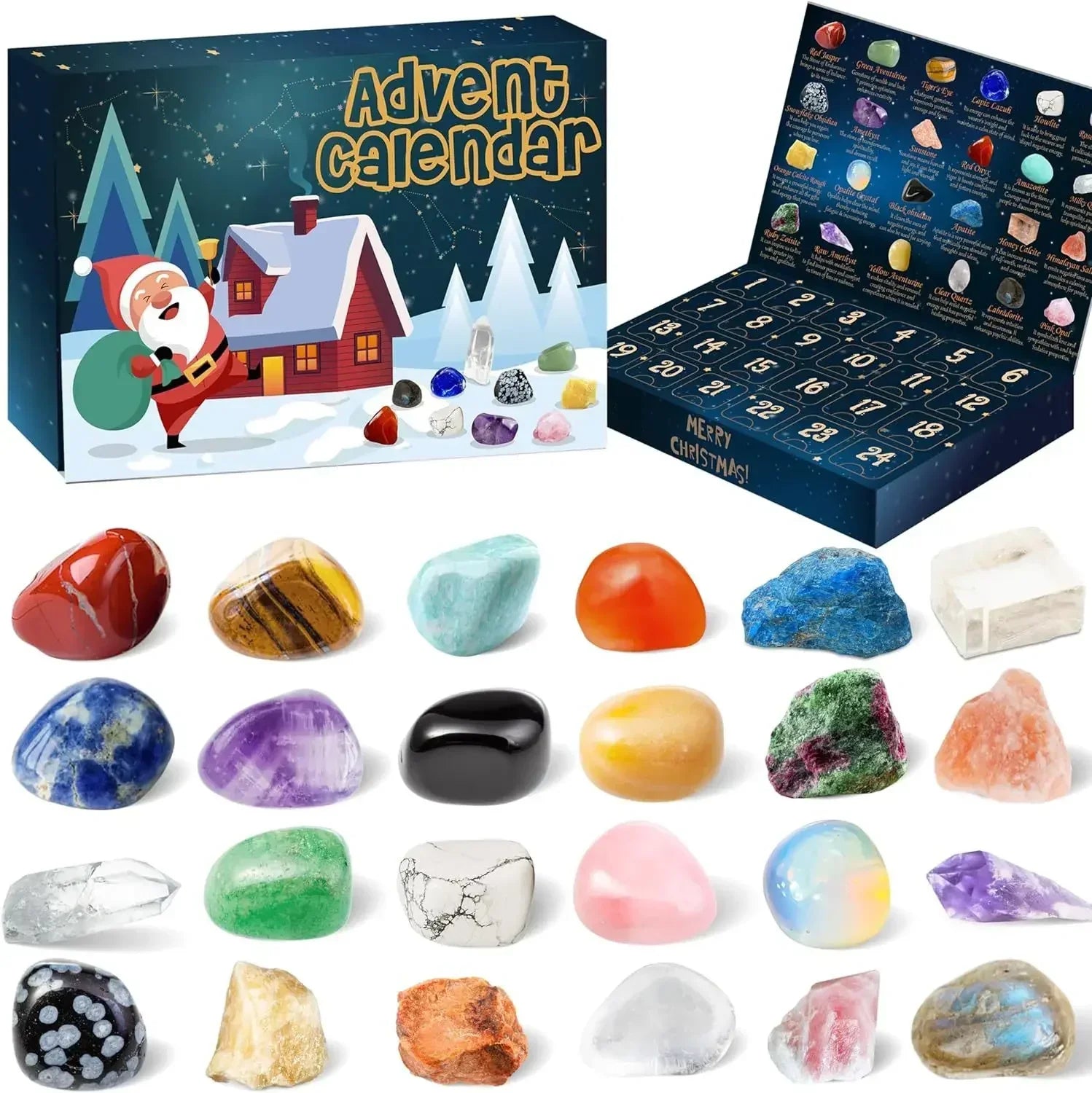 Ava – Kristall Adventskalender mit 24 Edelsteinen – Geschenk für Kinder & Sammler