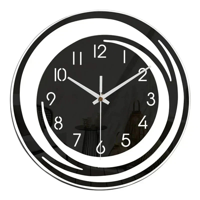 ScandiTime – Schwarze Acryl-Wanduhr Leise – Modernes Skandinavisches Design