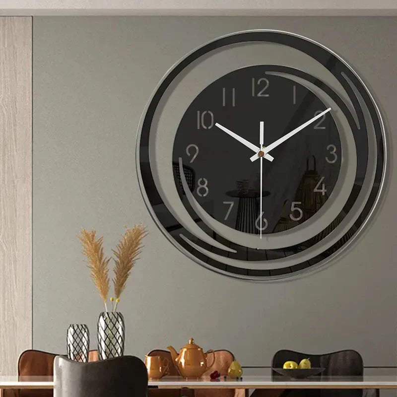 ScandiTime – Schwarze Acryl-Wanduhr Leise – Modernes Skandinavisches Design