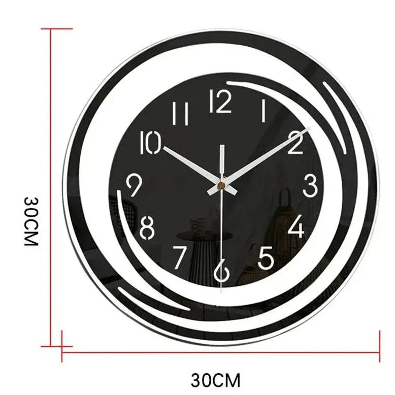 ScandiTime – Schwarze Acryl-Wanduhr Leise – Modernes Skandinavisches Design