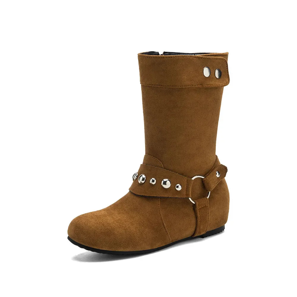 Rutschfeste Cowboystiefel mit niedrigem Absatz für Frauen - Juliva