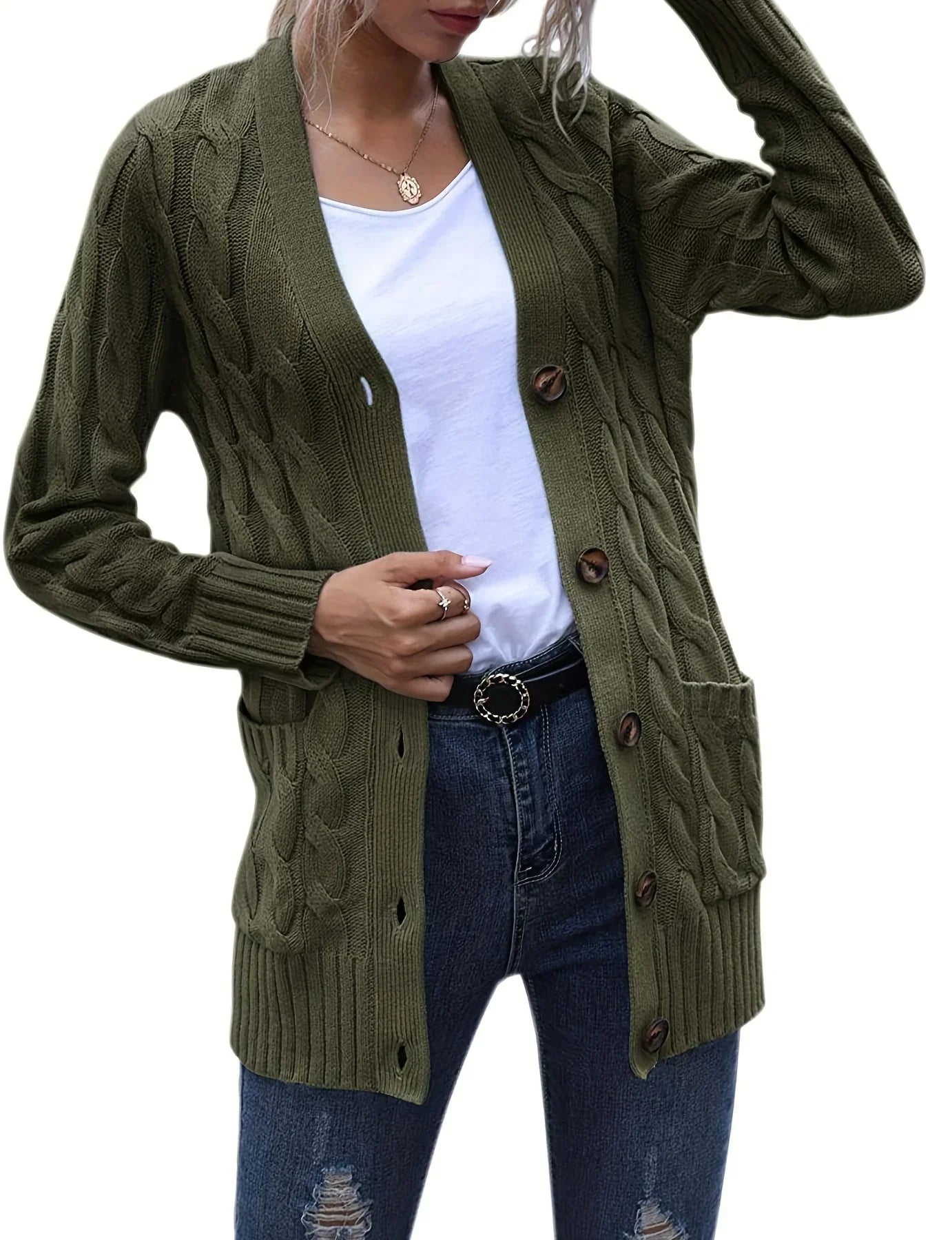 Kuschelige Strickjacke mit Knöpfen - Yalena
