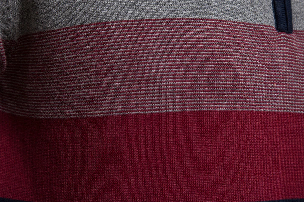 Burk kvart-zip pullover - stribet & ultra blød - luksus bomuldsblanding