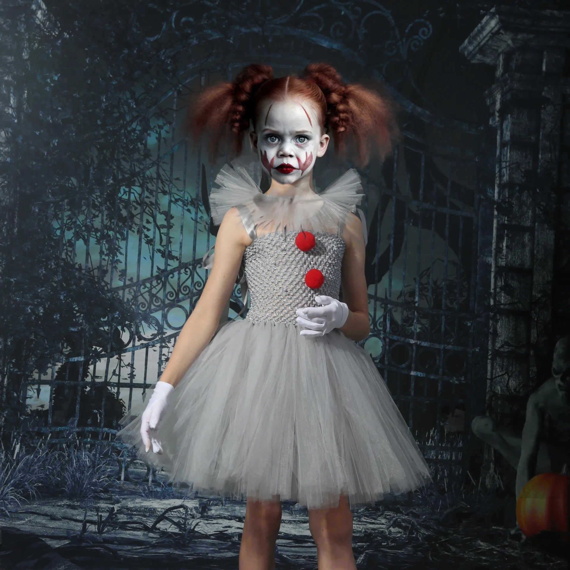 MoonCarnival – Mädchen Clown Tutu Kleid – Halloween Kostüm
