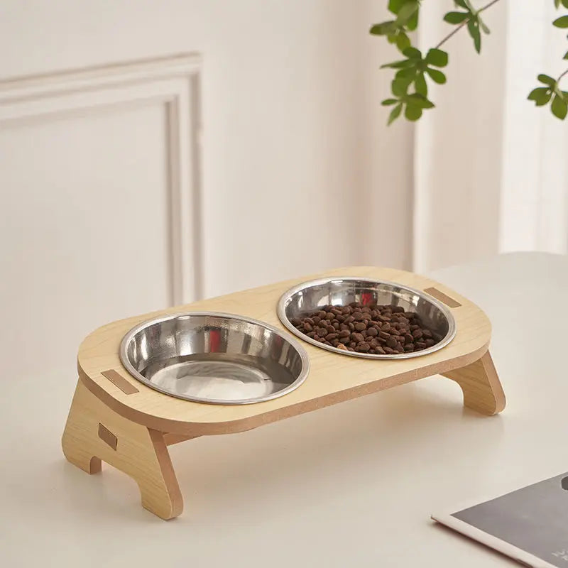 DuoFeast NatureLine – Stilvoller Doppel-Futternapf aus Holz mit Charme