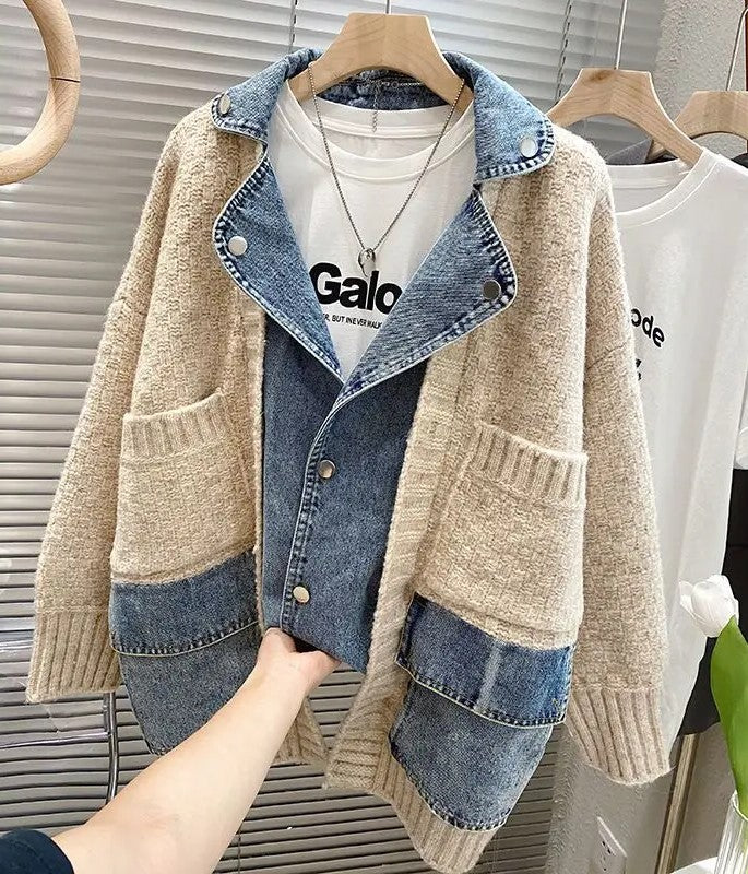 Gina Splicing Denim Jacket