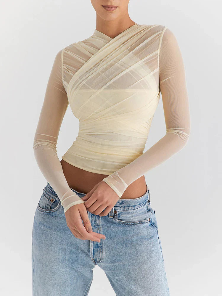 Rilian - Langarm-T-Shirt aus Mesh für Frauen