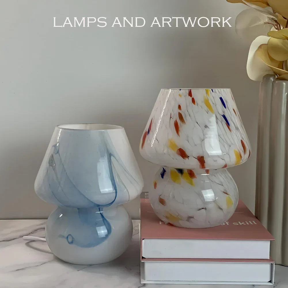 LumiMush Ästhetische Glaspilzlampe mit warmer Stimmungsbeleuchtung