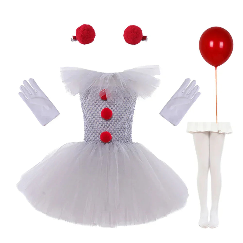 MoonCarnival – Mädchen Clown Tutu Kleid – Halloween Kostüm