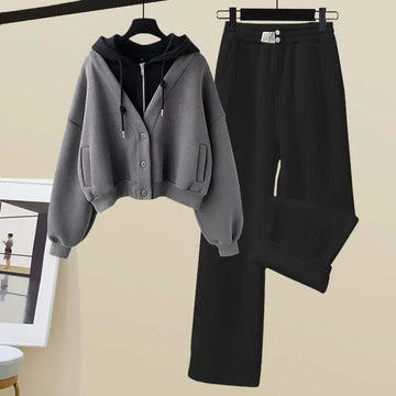Tuta da allenamento Josie | Cardigan alla moda con cappuccio e gambe larghe per donne