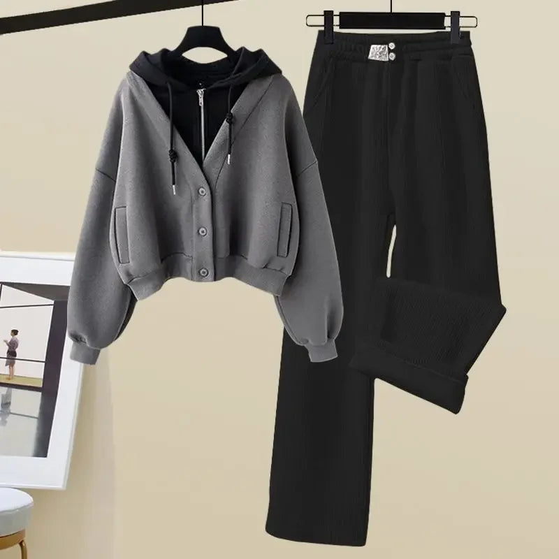 Tuta da allenamento Josie | Cardigan alla moda con cappuccio e gambe larghe per donne