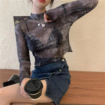 Rilla - Damen Langarm Tie Dye T-shirt