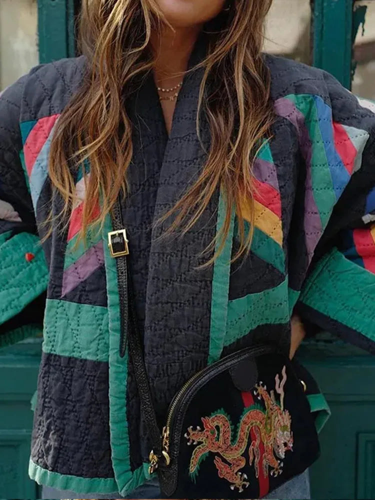 Eva - Gestreifte Steppjacke für Wärme und Stil