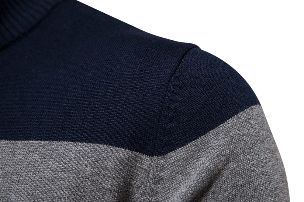 Burk kvart-zip pullover - stribet & ultra blød - luksus bomuldsblanding