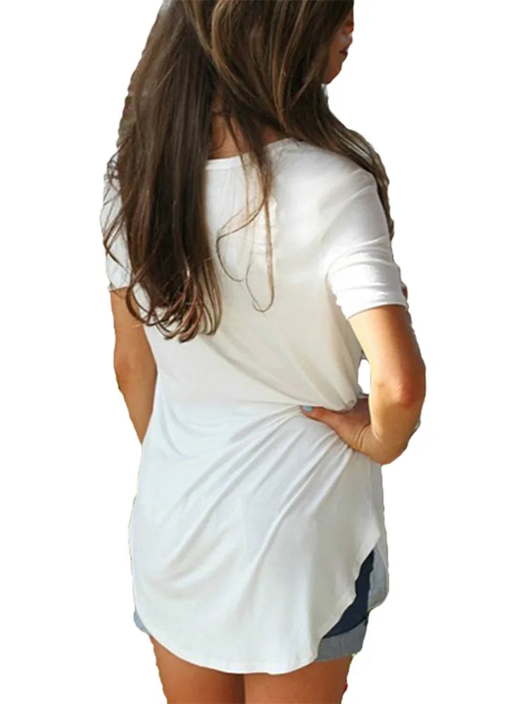 Kurzärmeliges Damen-T-Shirt mit V-Ausschnitt - Rosemary