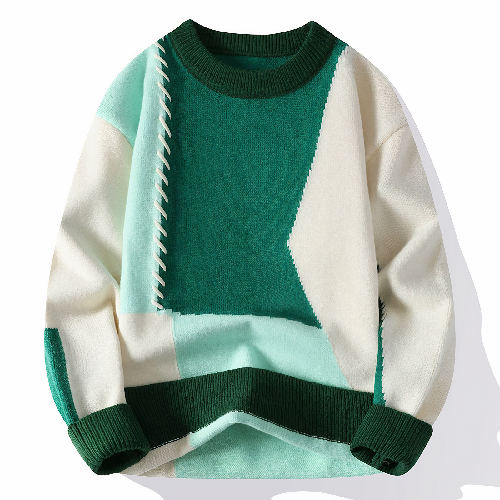 Devako Ember Patchwork Pullover til mænd - Unikt design og behagelig pasform