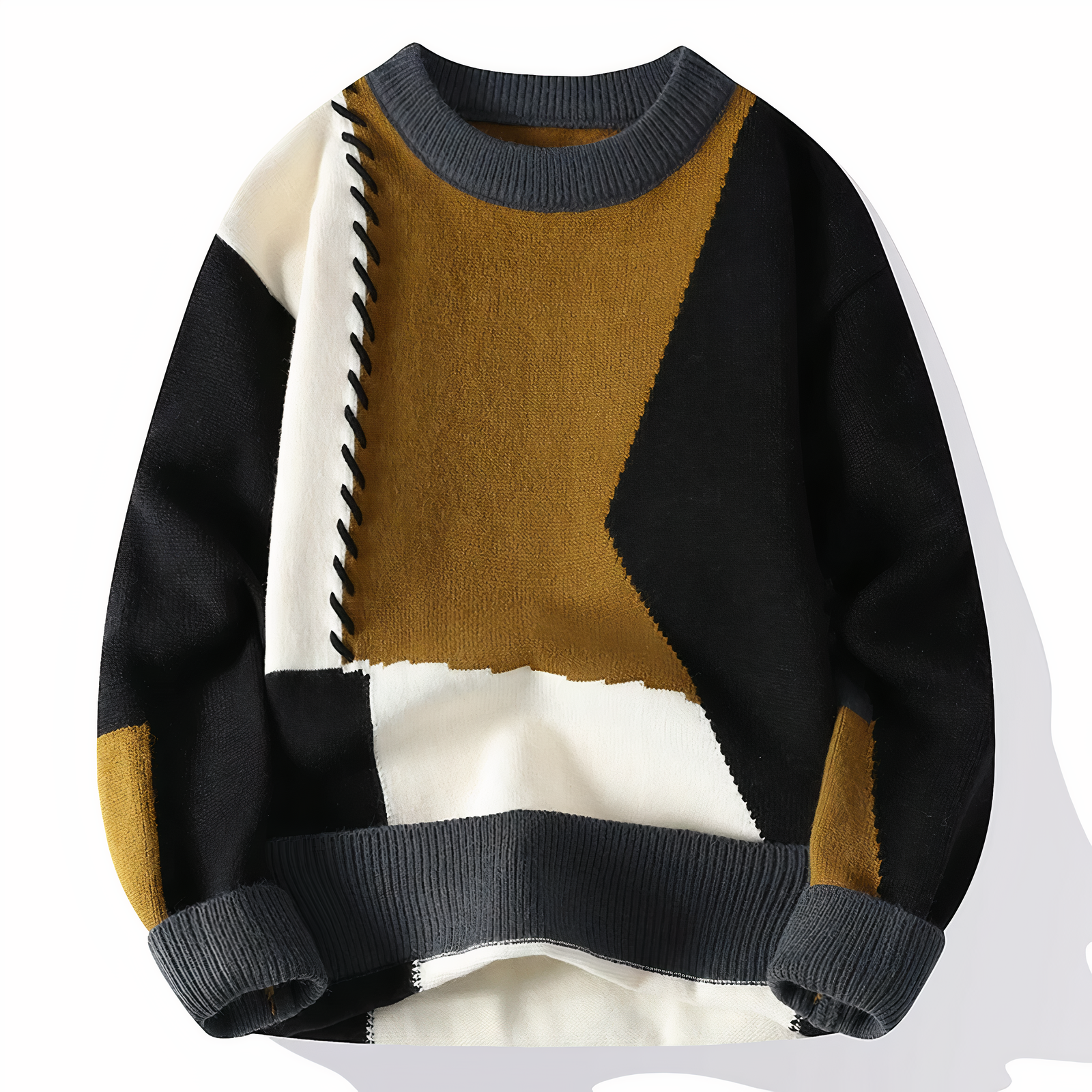 Devako Ember Patchwork Pullover til mænd - Unikt design og behagelig pasform