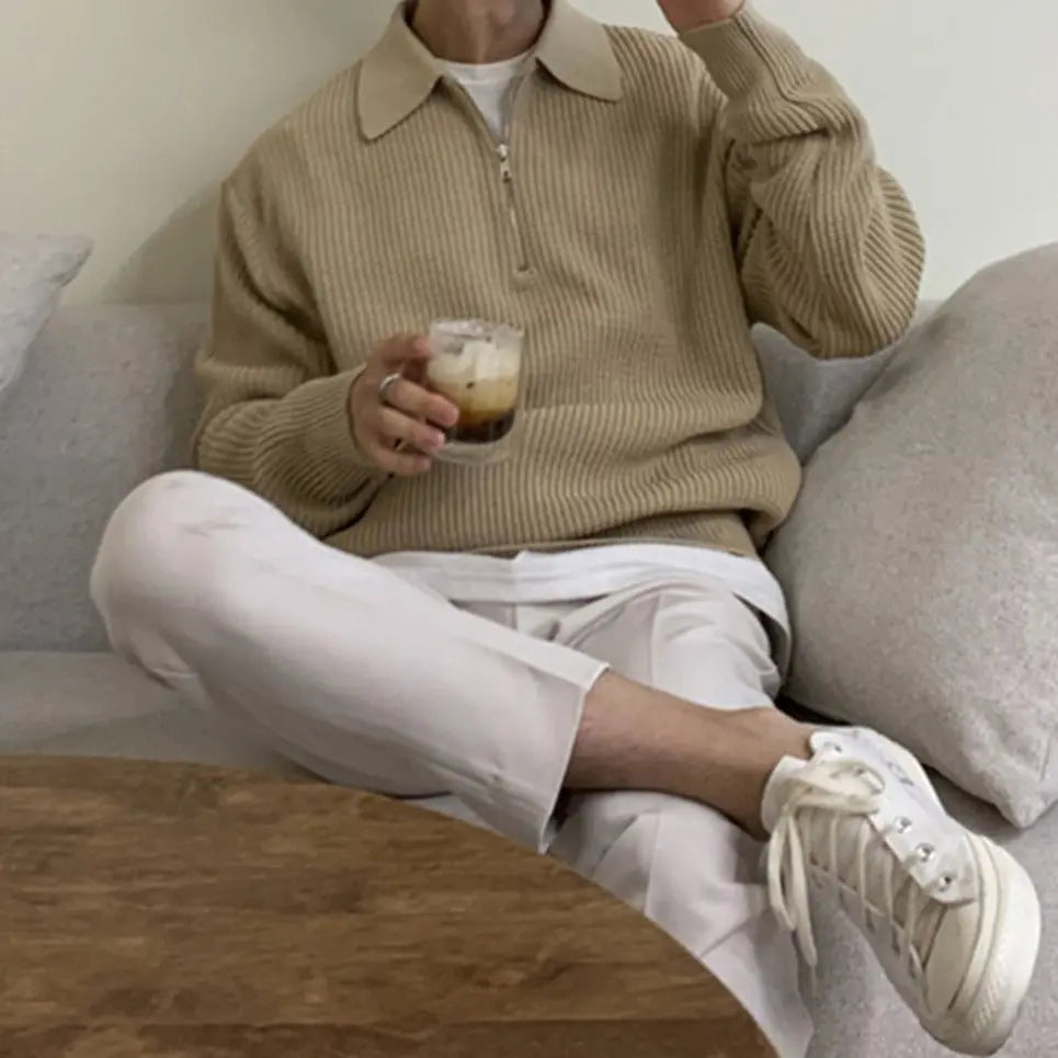 Yaniel pullover – herre pullover med lynlås, stilfuld og behagelig