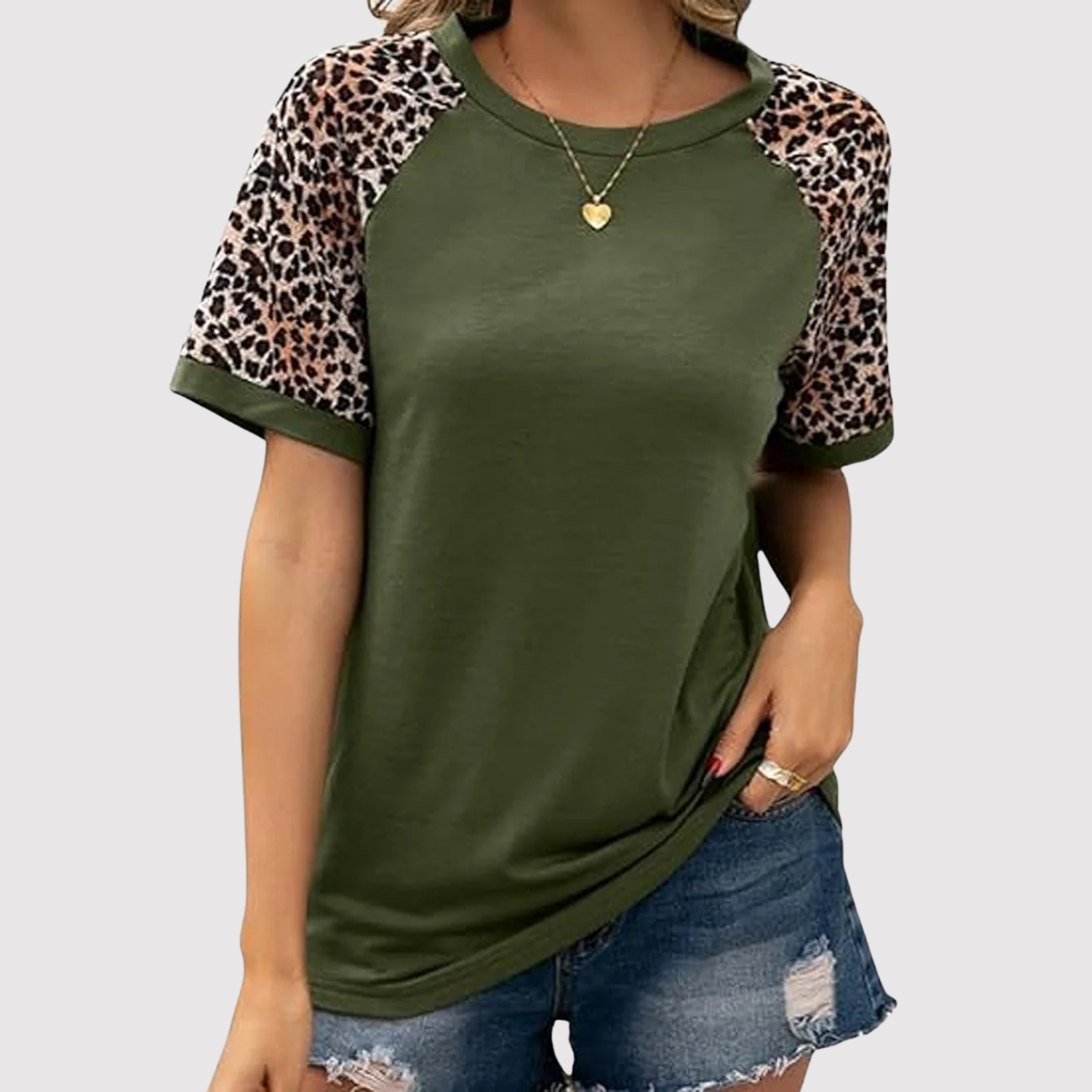 Shirt mit Leopardenmuster und Rundhalsausschnitt - Kiara