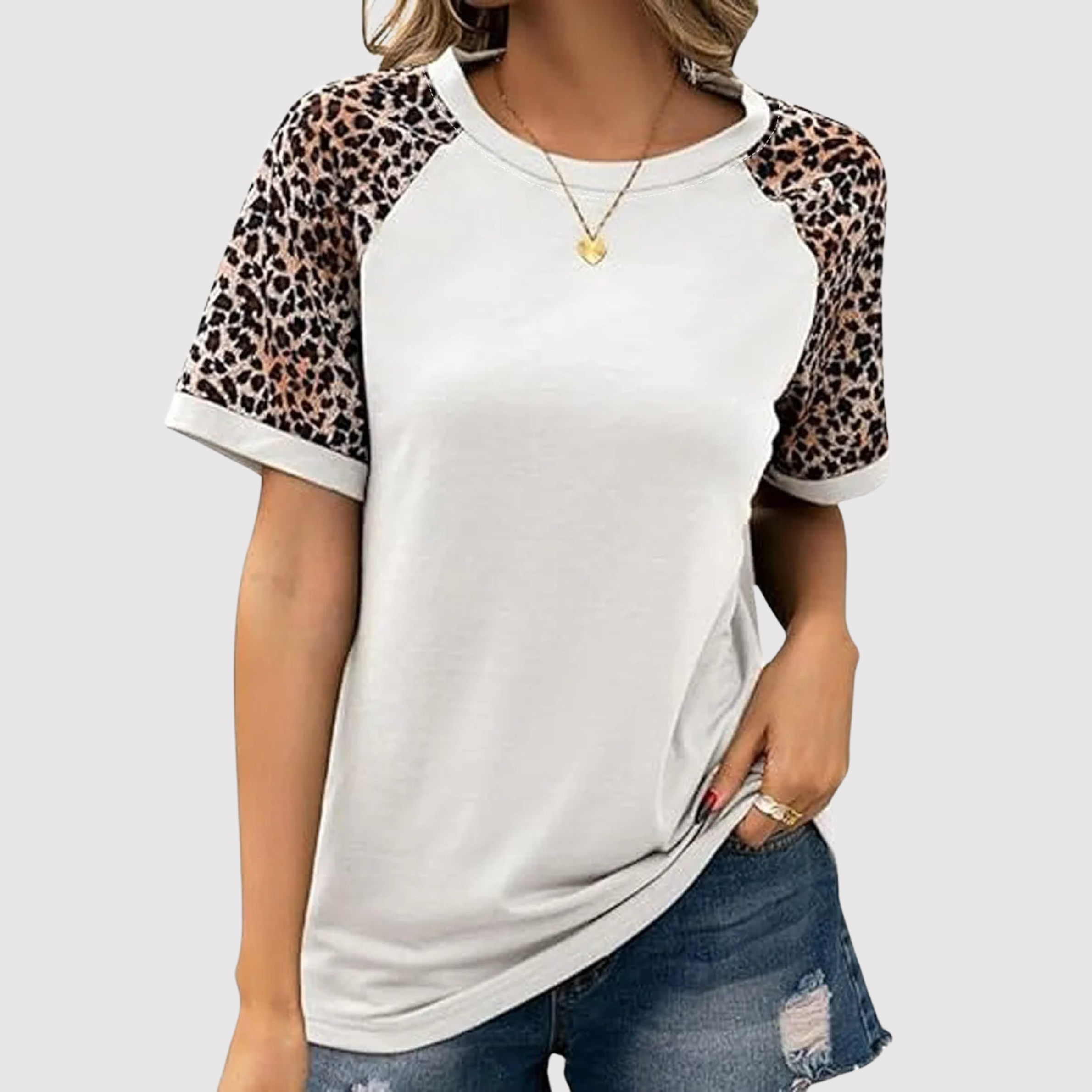 Shirt mit Leopardenmuster und Rundhalsausschnitt - Kiara