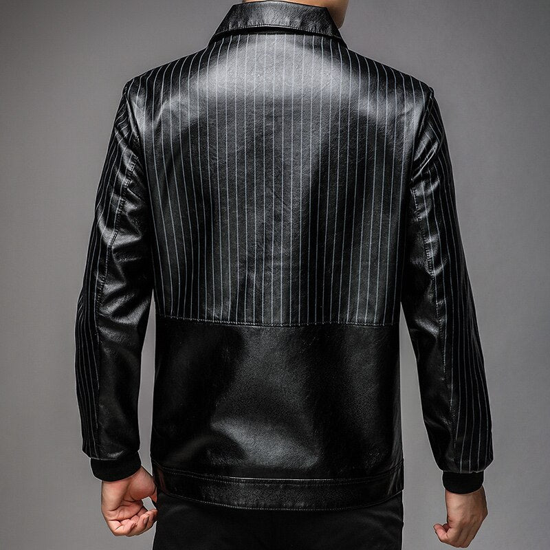 Stylische bronze gestreifte Lederjacke - Riarco